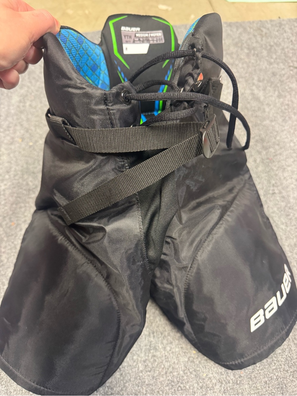 Bauer Kids Black Hockey Pants with Blue Accent